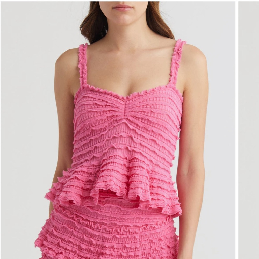 NWOT Loveshackfancy Azami Ruffle Sleeveless Camisole Top in Lovestruck Pink Sz S